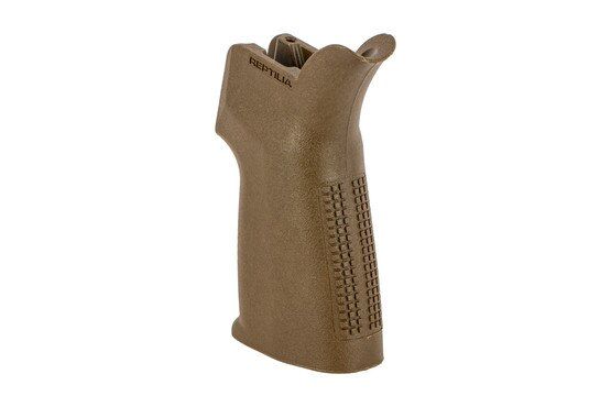 Reptilia CQG AR pistol grip field drab features front and rear texturing